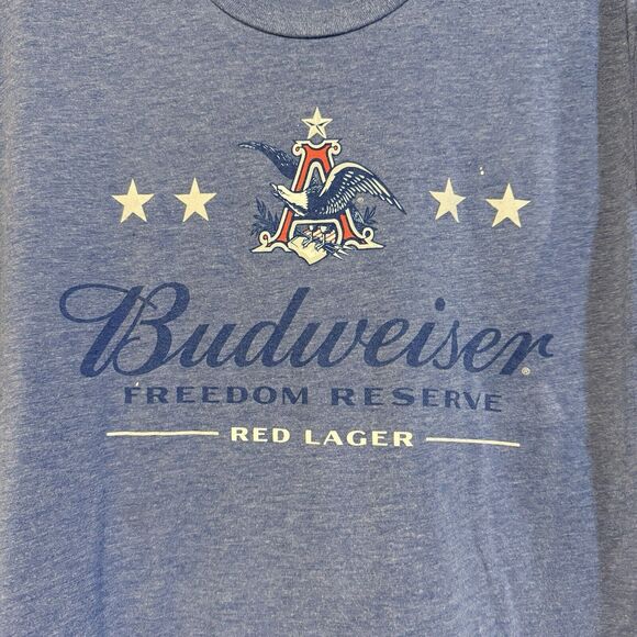 Budweiser Freedom Reserve Red Lager Men's Blue XL Graphic T-Shirt Logo Beer Bar - Picture 2 of 8